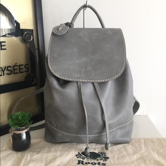 Roots Handbags - Roots Canada Gray Leather Backpack